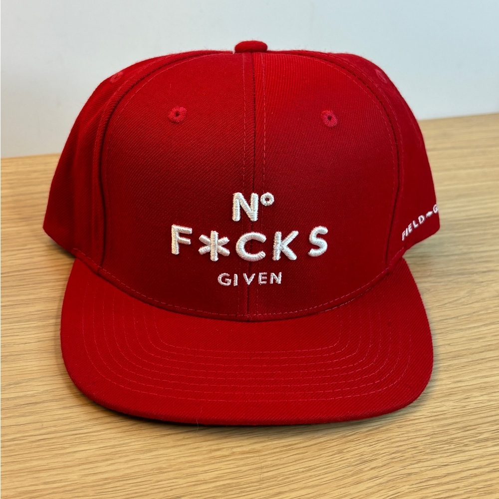 Field Grade Red "No F*cks Given" Embroidered Snapback‎ Hat NWOT